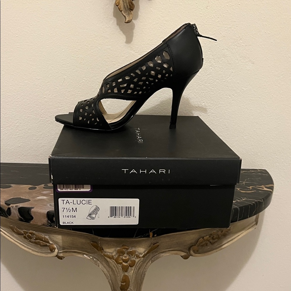Tahari Black Cutout Heels